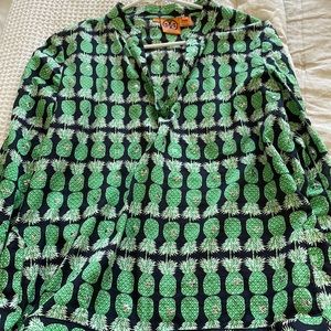 Tory Burch size 12 tunic top. Cute pineapple print with sequencing throughout.